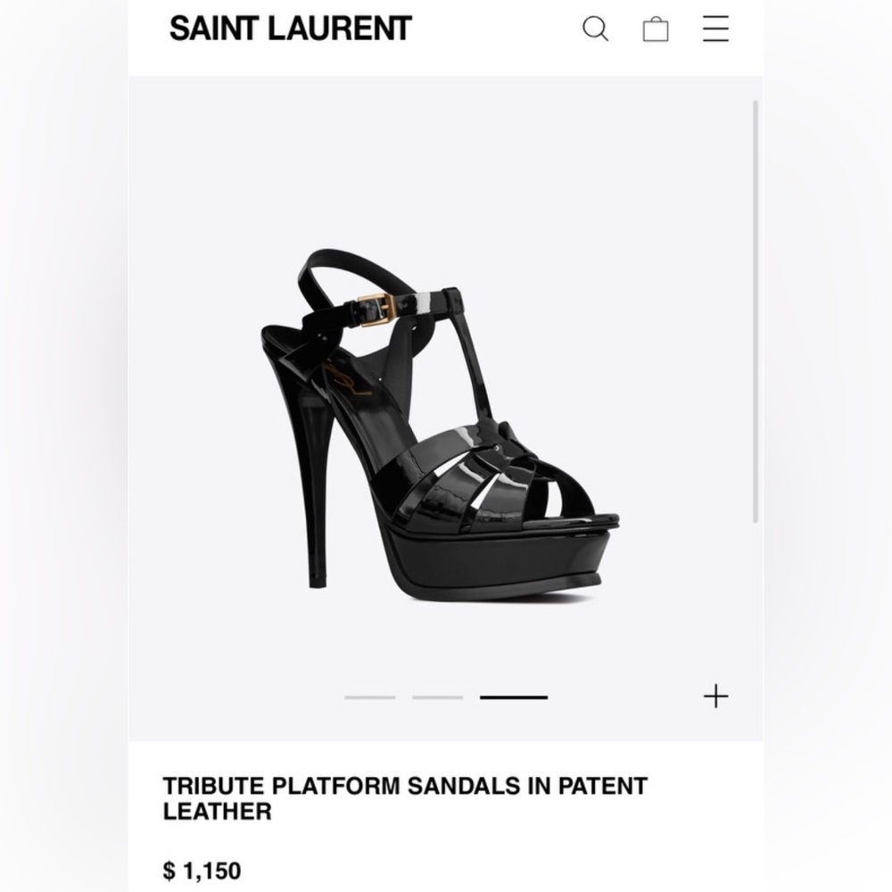 Authentic Yves Saint Laurent Tribute Platform sandals in Patent leather.